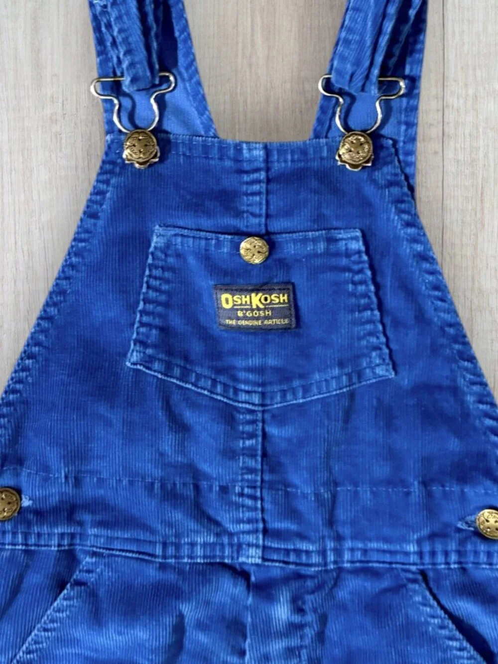 Vintage 90s OshKosh B’Gosh Vestbak Blue Corduroy Bib Overalls Kids Size 7/6X USA